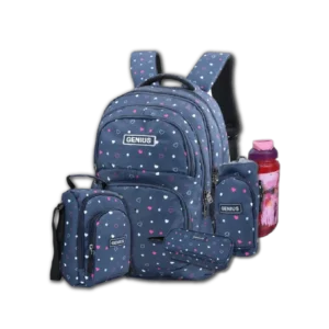 Genius 18" Hearts Navy Backpack 5Pcs Set