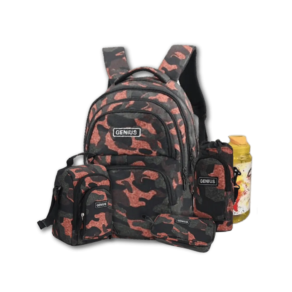 Genius-18-Militery-Orange-Backpack-5Pcs-Set