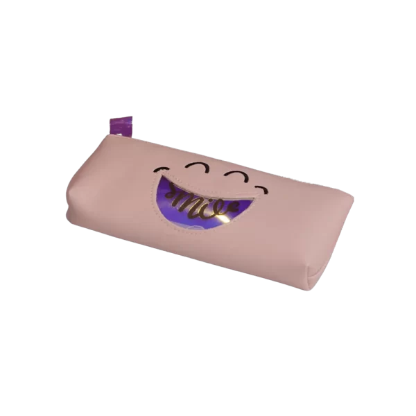 Leather Smile Pink 1 Zipper Pencil Case