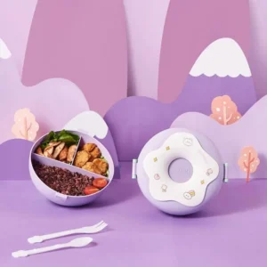 Microwavable 3 Compartment 1000ml Purple Lunch Box1