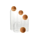 Transparent 4Pcs Jars Set with Wooden Round Lids