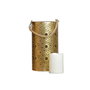 Decor Golden Patterned Vase with Candle