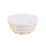 Golden 10cm Round Iron Basket with Fabric Piece