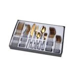 Golden 30Pcs Utensils Set with Grey Handles