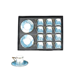 Momaz 12Pcs Blue Waves Coffee Cups Set with Dishes
