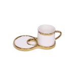 Momaz 12Pcs Gold & White Coffee Cups Set with Saucers