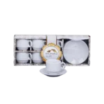 Momaz 6Pcs Small White Squared Coffee Cups Set with Dishes