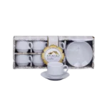 Momaz 6Pcs White Coffee Cups Set with Dishes