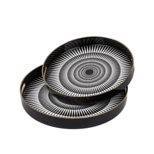 Momaz Round Black & White 2Pcs Trays Set