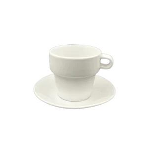 Porcelain 6pcs White Coffee Cups Set With Dishes