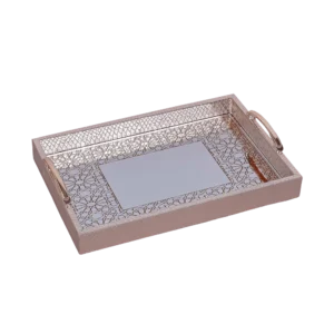 Rectangular Large Golden Mirror Tray