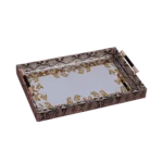 Rectangular Large Snake Skin Designed Frame Mirror Tray
