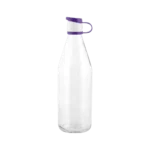 Transparent 1L Glass Bottle with Purple Lid