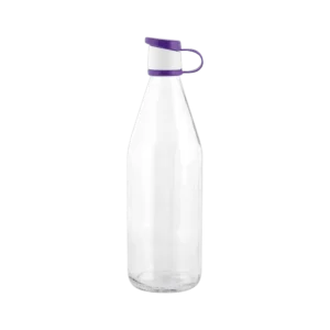 Transparent 1L Glass Bottle with Purple Lid