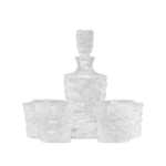 Transparent 7Pcs Designed Glass Carafe with Cups