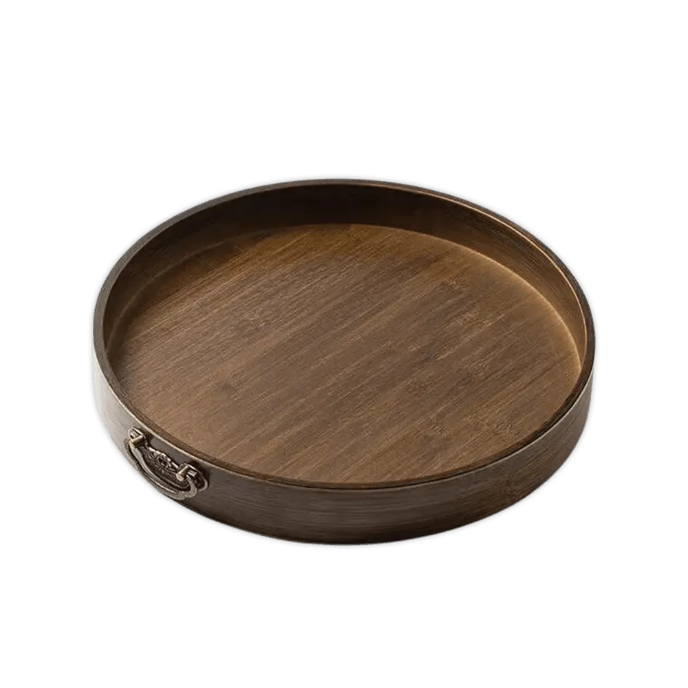 Wooden-35cm-Brown-Tray-with-Metallic-Handles