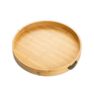 Wooden 40cm Tray with Metallic Handles