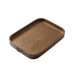 Wooden 45x33cm Brown Tray with Metallic Handles