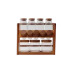 Momaz 12Pcs Spice Jars Set with 2-Tier Wooden Stand