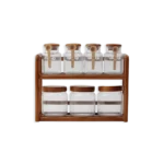 Momaz 7Pcs Spice Jars Set with Wooden Spoons & 2-Tier Stand