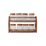 Momaz 8Pcs Spice Jar Set with 2-Tier Wooden Stand