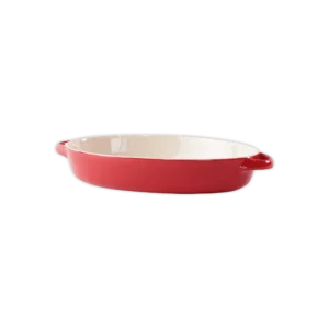 Momaz Glass 38cm Red Oval Oven Pan