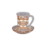 Momaz Gold & White 12Pcs Tea Cups Set with Dishes