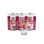 Seasons Flamingo 250ml Glass Cups 6Pcs Set