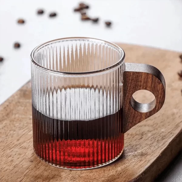 Transparent Ribbed Mug With Wooden Handle1