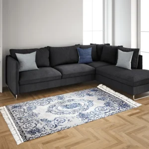 Turkish 6 Sizes Blue & White Designed Carpet1