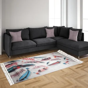 Turkish 6 Sizes Colored Feathers Designed Carpet1