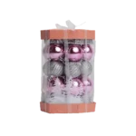 Christmas Box of Mixed Pink and Silver Balls