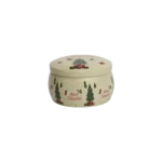 Christmas Small Beige Round Can with Lid