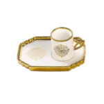 Momaz 6Pcs Mandela Design Coffee Cups Set with Rectangular Dishes