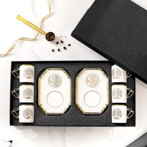 Momaz 12Pcs Tree Design Coffee Cups Set with Rectangular Dishes1