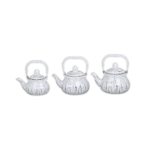 Momaz 3Pcs White Lines Design Tea Pot Set