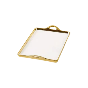 Momaz 42x26cm White & Gold Porcelain Serving Tray