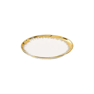 Momaz 6Pcs Porcelain White & Gold Cake Plates Set