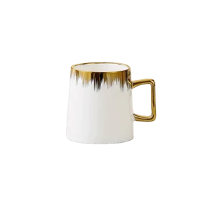 Momaz 6Pcs White & Gold Porcelain Mugs Set