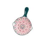 Porcelain 15x10cm Green Mandela Design Round Sauce Bowl With Handle