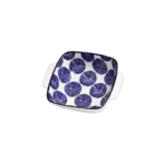 Porcelain 16x13cm Navy Mandela Design Squared Soup Bowl with Handles