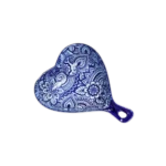 Porcelain 24x18cm Blue Mandela Design Heart Plate with Handle