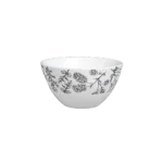 Porcelain 450ml Black Leaves Design Round Soup Bowl