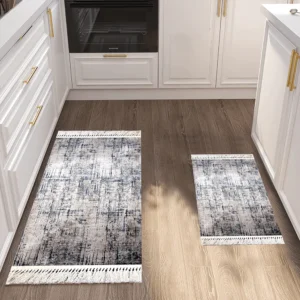 Turkish 2Pcs Grey Designed Carpet Set1