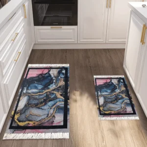 Turkish 2Pcs Marble Design Carpet Set1
