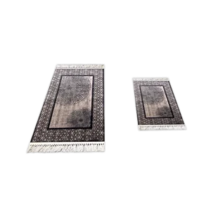 Turkish 2Pcs Navy & Grey Designed Carpet Set