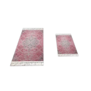 Turkish 2Pcs Pink Designed Carpet Set