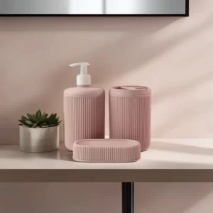 Bathroom Pink 3pcs Dispenser Set1