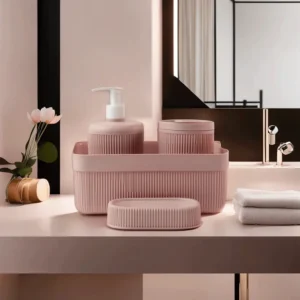 Bathroom Pink Dispenser Set1