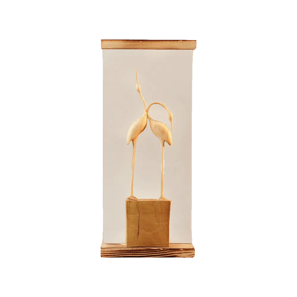 Decor-21x40cm-Wooden-Flamingo-Inside-Glassy-Box